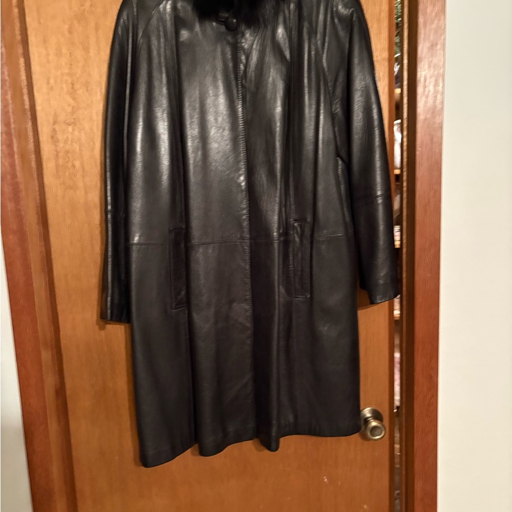 Elegant Black Leather Coat